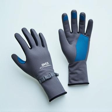 A pair of Simms sun protection fishing gloves.